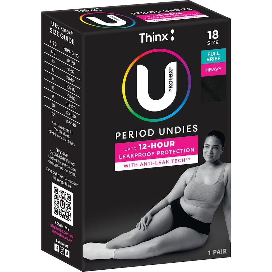 U By Kotex Thinx Period Undies Brief Cut Size 18