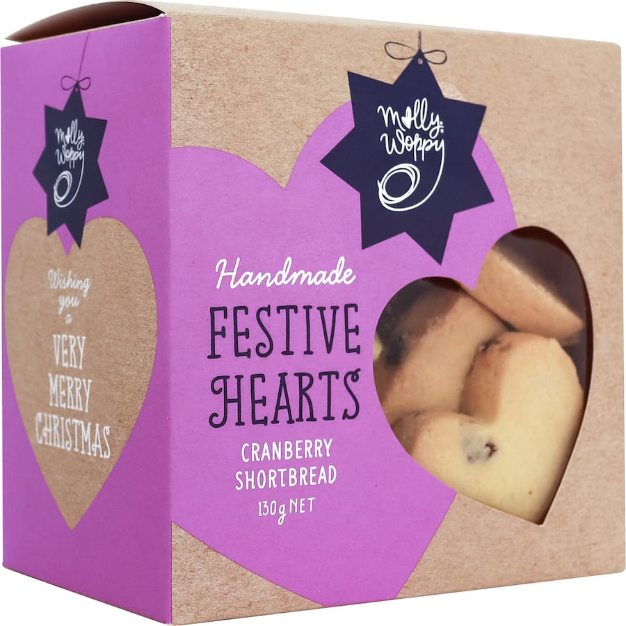 Molly Woppy Shortbread Cranberry Christmas Hearts