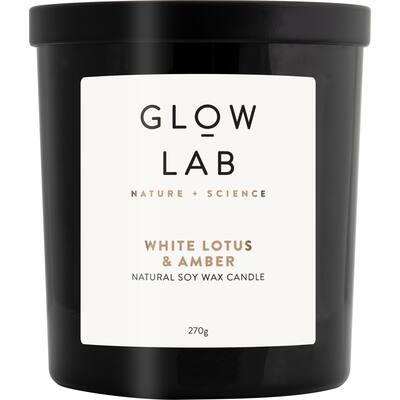 glow lab natural soy candle white lotus & amber
