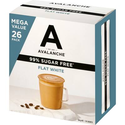 avalanche coffee sachets 99% sugar free flat white