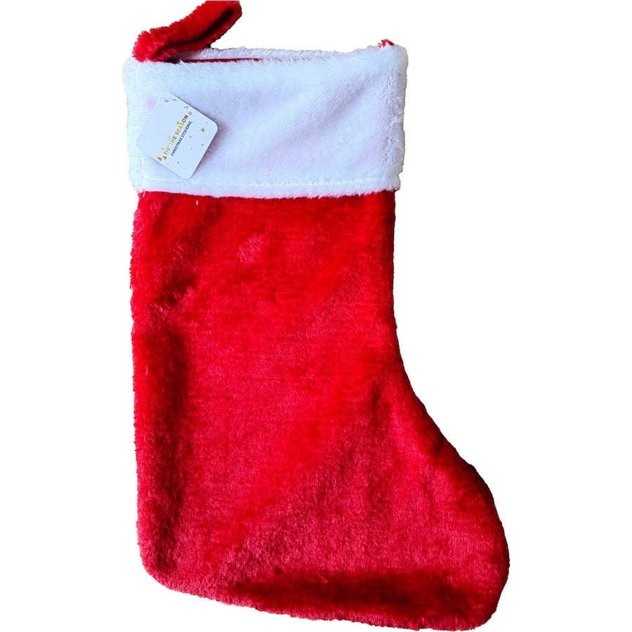 Christmas Stocking Red With White Top