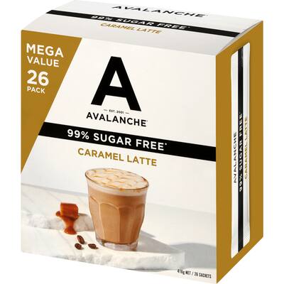 avalanche coffee sachets 99% sugar free caramel latte