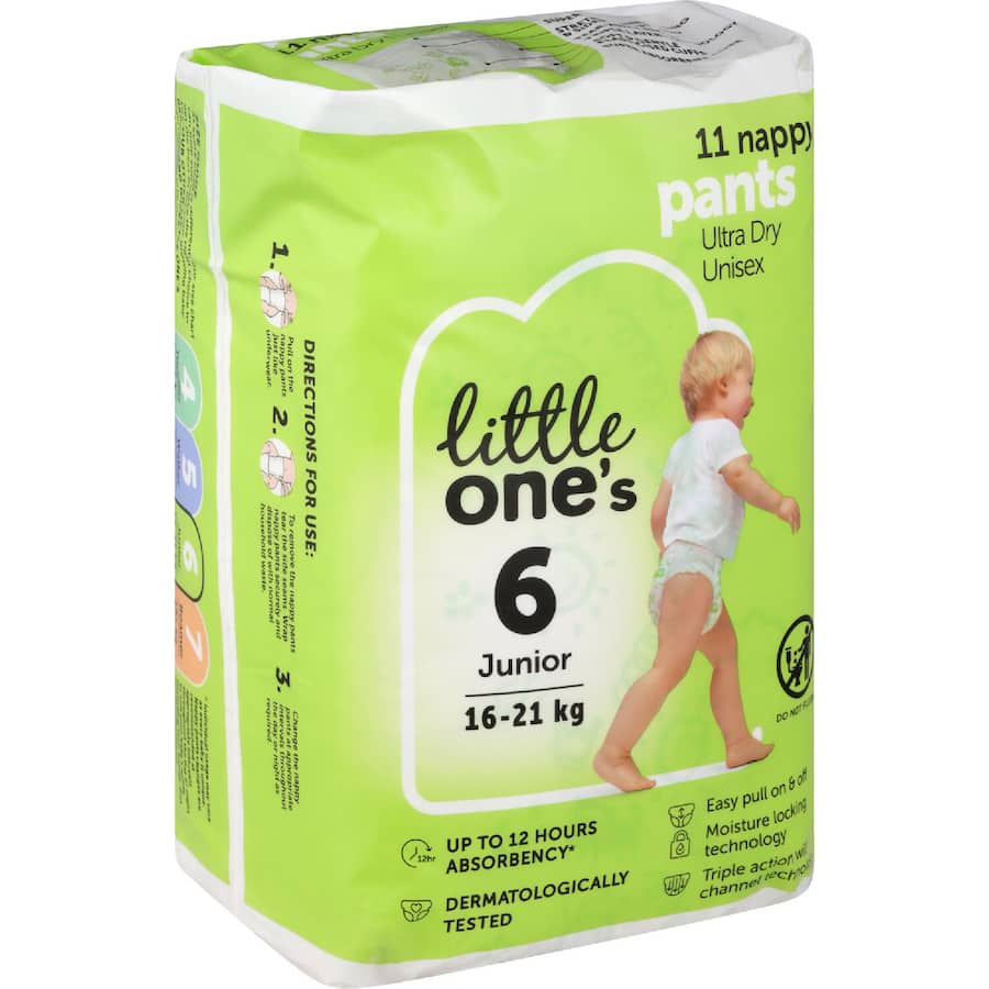 Little One's Convenience Nappy Pants Junior Boys & Girls 16+ Kg Size 6