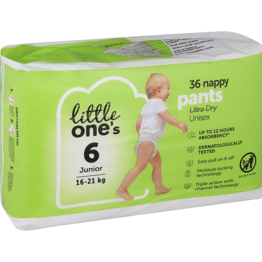 Little One's Bulk Nappy Pants Junior Boys & Girls 16+ Kg Size 6