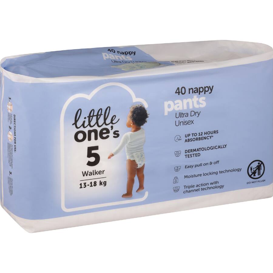 Little One's Bulk Nappy Pants Walker Boys & Girls 13-18Kg Size 5