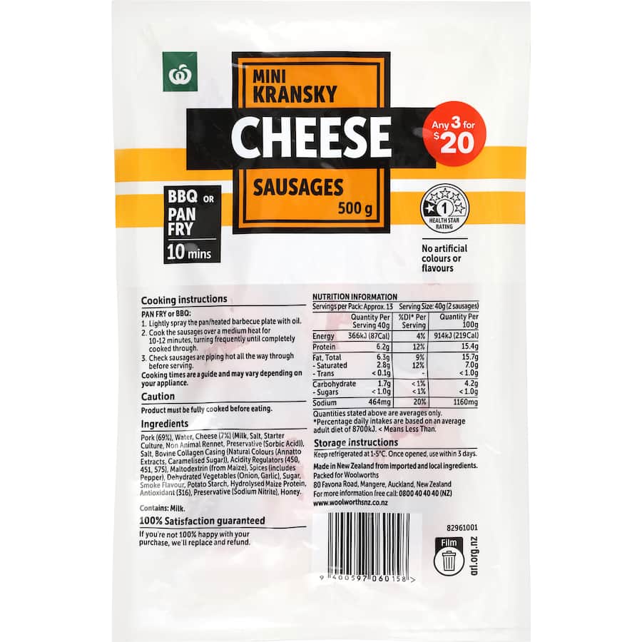 Woolworths Kransky Cheese Minis