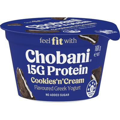 chobani 15g high protein greek yoghurt cookies & cream