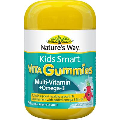natures way kids smart vita gummies multivitamin + omega 3 berry