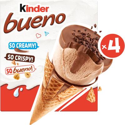 kinder bueno frozen dessert on cone 