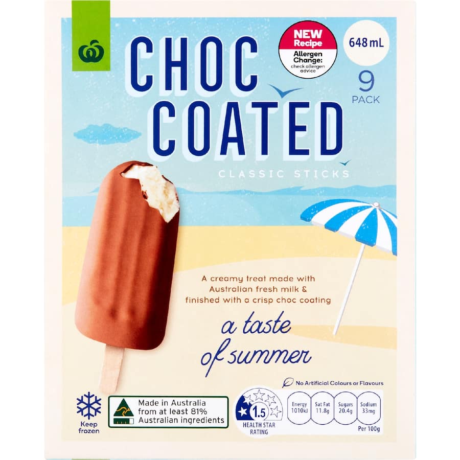 Woolworths Frozen Dessert On Stick Choc Coated