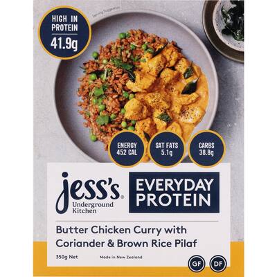 jess' underground kitchen frozen meal butter chicken brwn rice pilaf