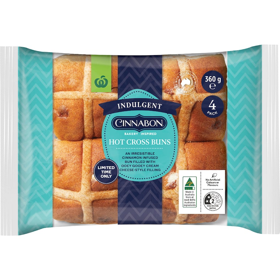 Woolworths Indulgent Hot Cross Buns Cinnabon Filled