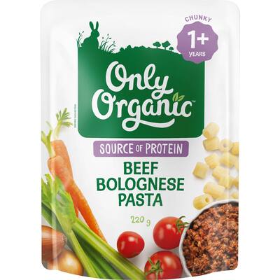 only organic kindy kids meal beef bolognese pasta