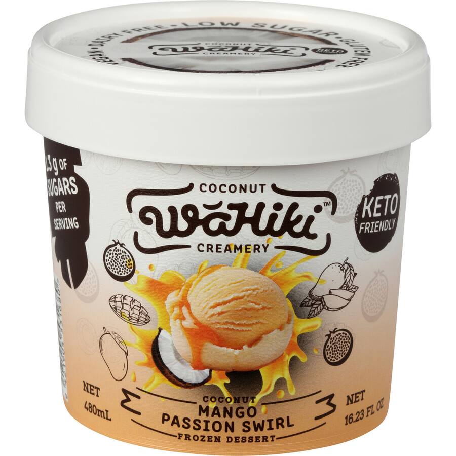 Wahiki Frozen Dessert Coconut Mango Passion Swirl