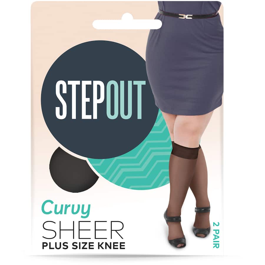 Stepout Curvy Sheer Knee Highs Black