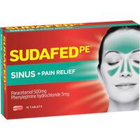 sudafed tablets pe sinus + pain relief (16pk)