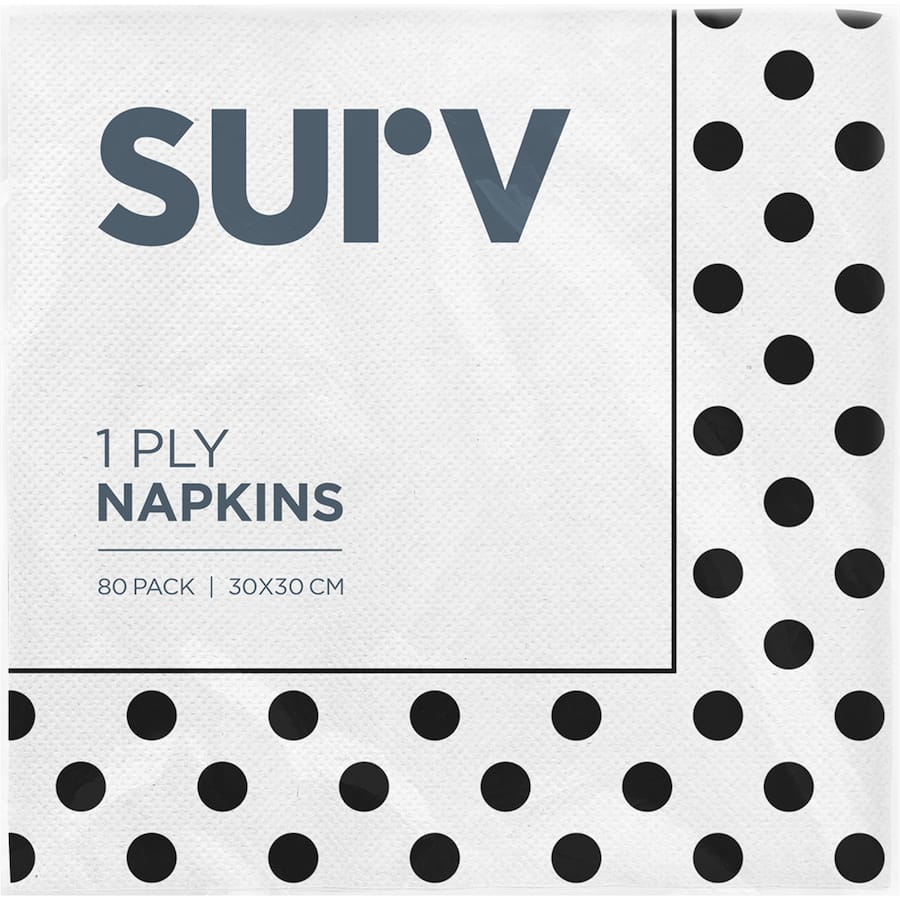 Surv Napkins Blue Polka Dot 1 Ply