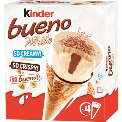 kinder bueno ice cream white cone