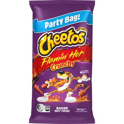 cheetos corn snacks crunchy flamin hot party bag