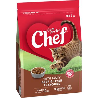 chef dry cat food beef & liver